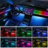 Luces LED ambientales para auto 18 en 1, tiras acrílicasde 64 colores RGB, sinfónico, bluetooth, control por aplicación