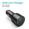 Adaptador cargador para auto tipo USB-C y USB-A 3W PD QC 3,0 PPS 45W