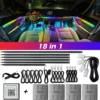 Streamer sinfónico de zona Dual 18 en 1, luz ambiental para coche, LED Interior a todo Color, tira acrílica de neón RGB, Kit de iluminación de ambiente, aplicación
