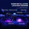 Streamer sinfónico de zona Dual 18 en 1, luz ambiental para coche, LED Interior a todo Color, tira acrílica de neón RGB, Kit de iluminación de ambiente, aplicación
