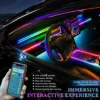 Luces LED ambientales para auto 18 en 1, tiras acrílicasde 64 colores RGB, sinfónico, bluetooth, control por aplicación