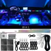 Streamer sinfónico de zona Dual 18 en 1, luz ambiental para coche, LED Interior a todo Color, tira acrílica de neón RGB, Kit de iluminación de ambiente, aplicación