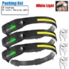 Linterna frontal con Sensor LED recargable por USB, linterna frontal COB, luz intensa, resistente al agua