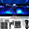 Streamer sinfónico de zona Dual 18 en 1, luz ambiental para coche, LED Interior a todo Color, tira acrílica de neón RGB, Kit de iluminación de ambiente, aplicación