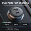 Adaptador cargador para auto tipo USB-C y USB-A 3W PD QC 3,0 PPS 45W
