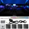 Streamer sinfónico de zona Dual 18 en 1, luz ambiental para coche, LED Interior a todo Color, tira acrílica de neón RGB, Kit de iluminación de ambiente, aplicación