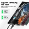 Adaptador cargador para auto tipo USB-C y USB-A 3W PD QC 3,0 PPS 45W