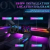Luces LED ambientales para auto 18 en 1, tiras acrílicasde 64 colores RGB, sinfónico, bluetooth, control por aplicación
