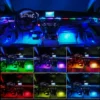 Streamer sinfónico de zona Dual 18 en 1, luz ambiental para coche, LED Interior a todo Color, tira acrílica de neón RGB, Kit de iluminación de ambiente, aplicación