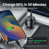 Adaptador cargador para auto tipo USB-C y USB-A 3W PD QC 3,0 PPS 45W