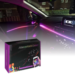 Luces LED ambientales para auto 18 en 1, tiras acrílicasde 64 colores RGB, sinfónico, bluetooth, control por aplicación